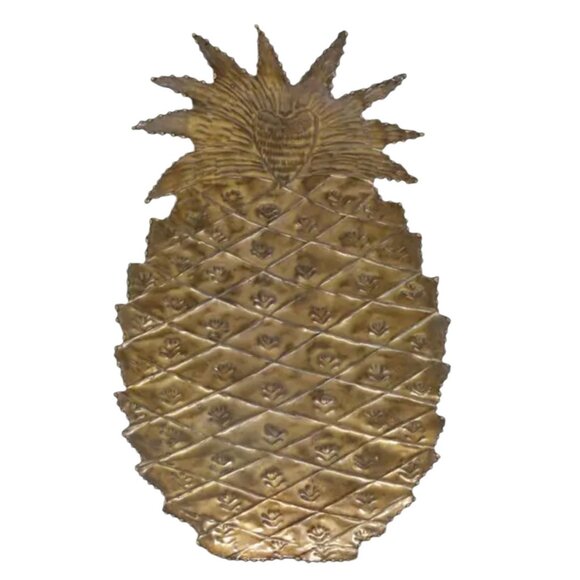 Pineapple-Shaped Brass Platter Metal Design Decorative - Picture 9 of 9